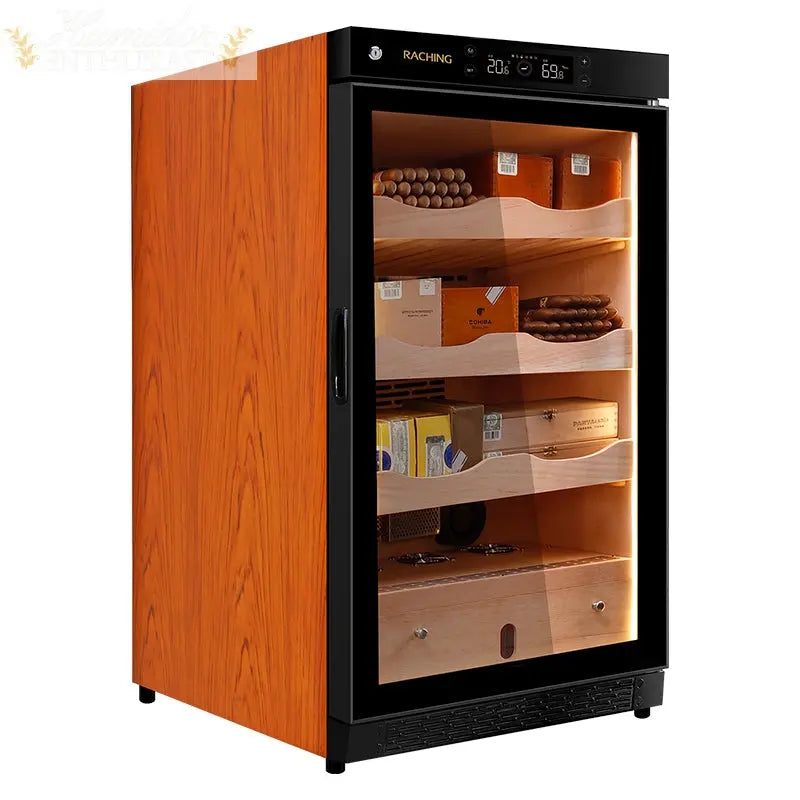 Product view of a Raching C150A cabinet and its interior shelving