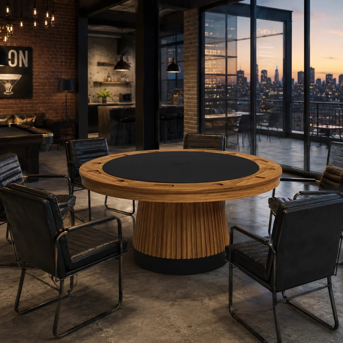 A walnut poker table with a dining top