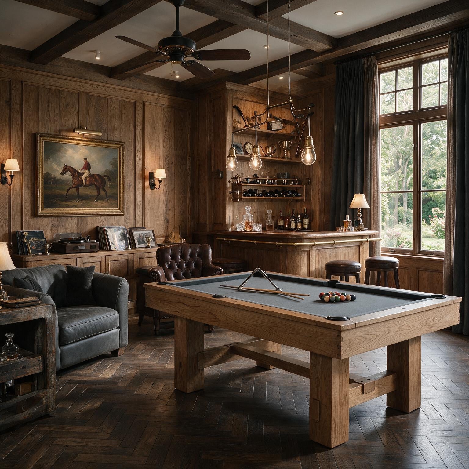 A solid wood slate pool table with a furniture-style finish