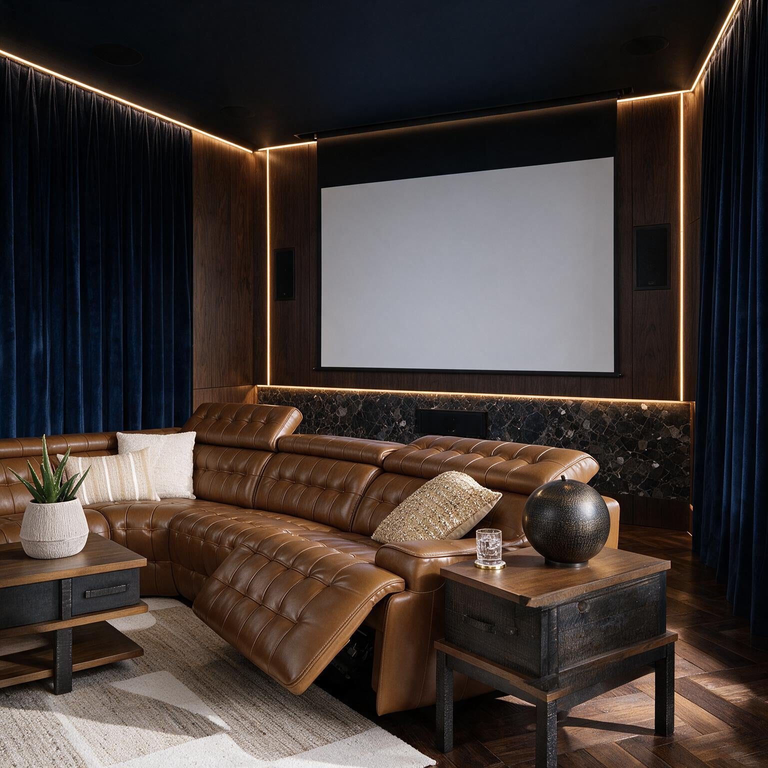 Chocolate Temmpton five-piece sectional with a corner wedge and no storage console