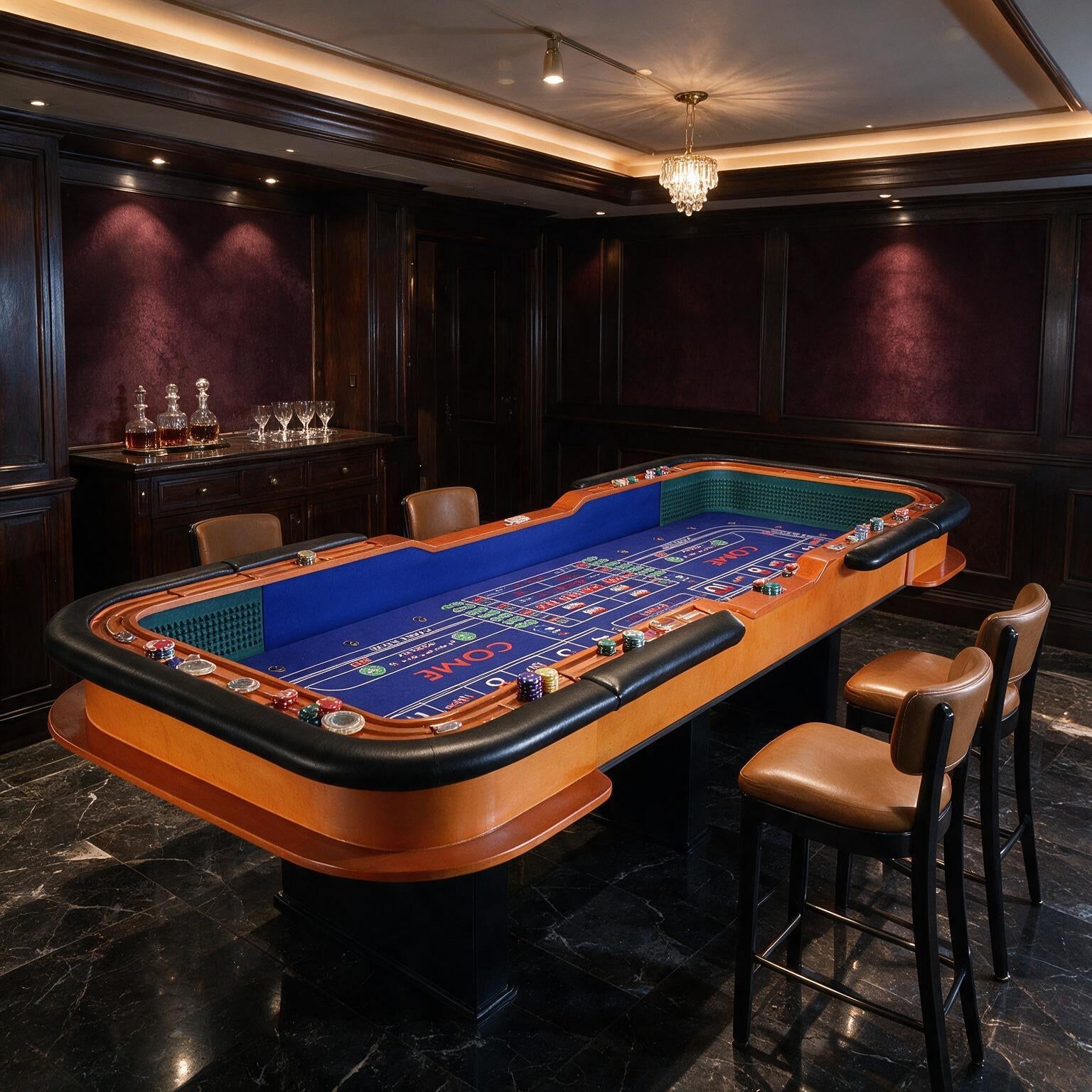 12FT Deluxe Casino Craps Game Table With Full Drink Rail