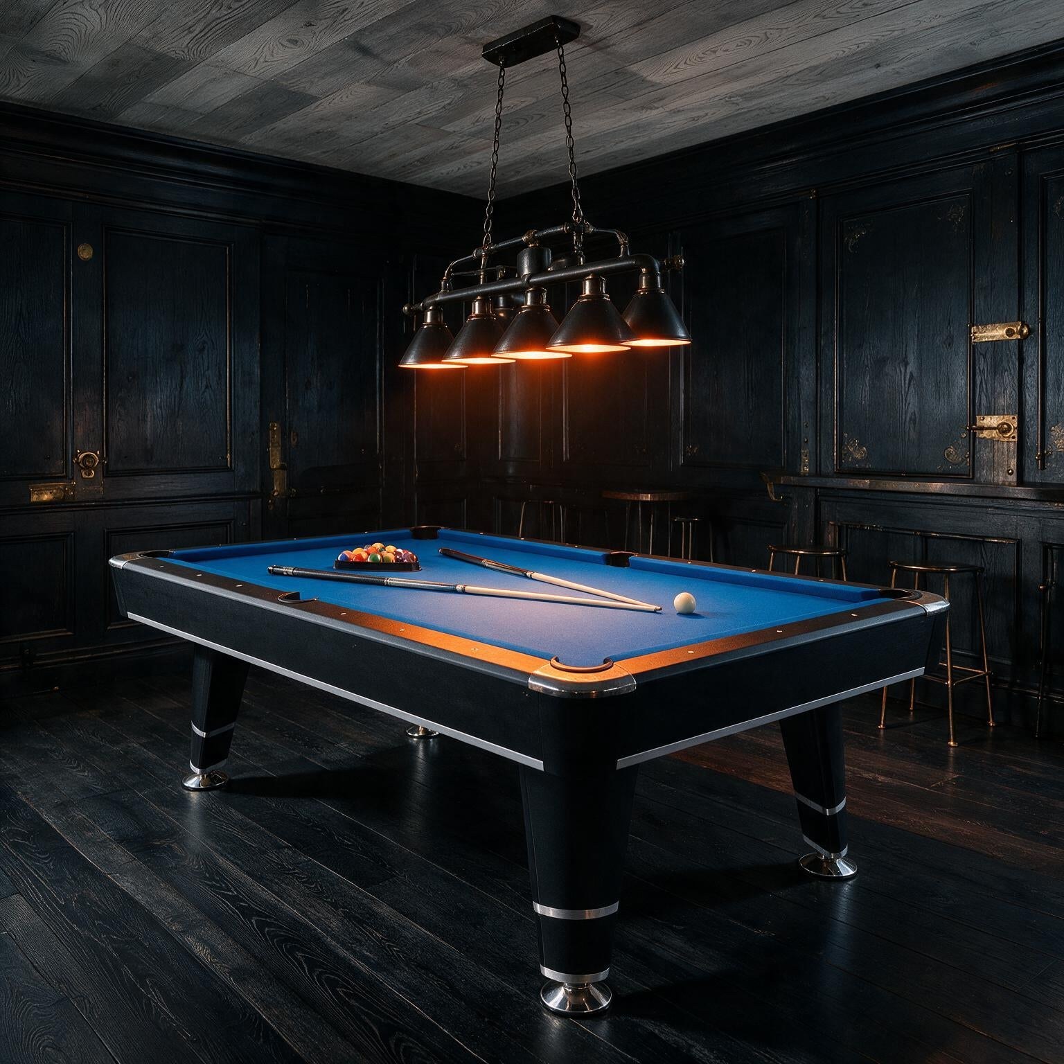 8-Foot Professional Blue Billiard Pool Table With Cues And Balls