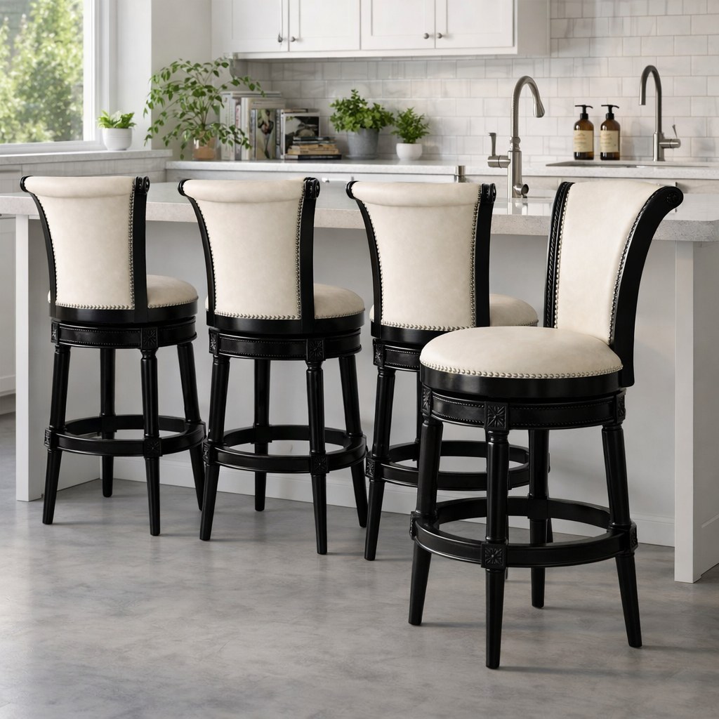 Charlotte Swivel Barstool in Black and Ivory