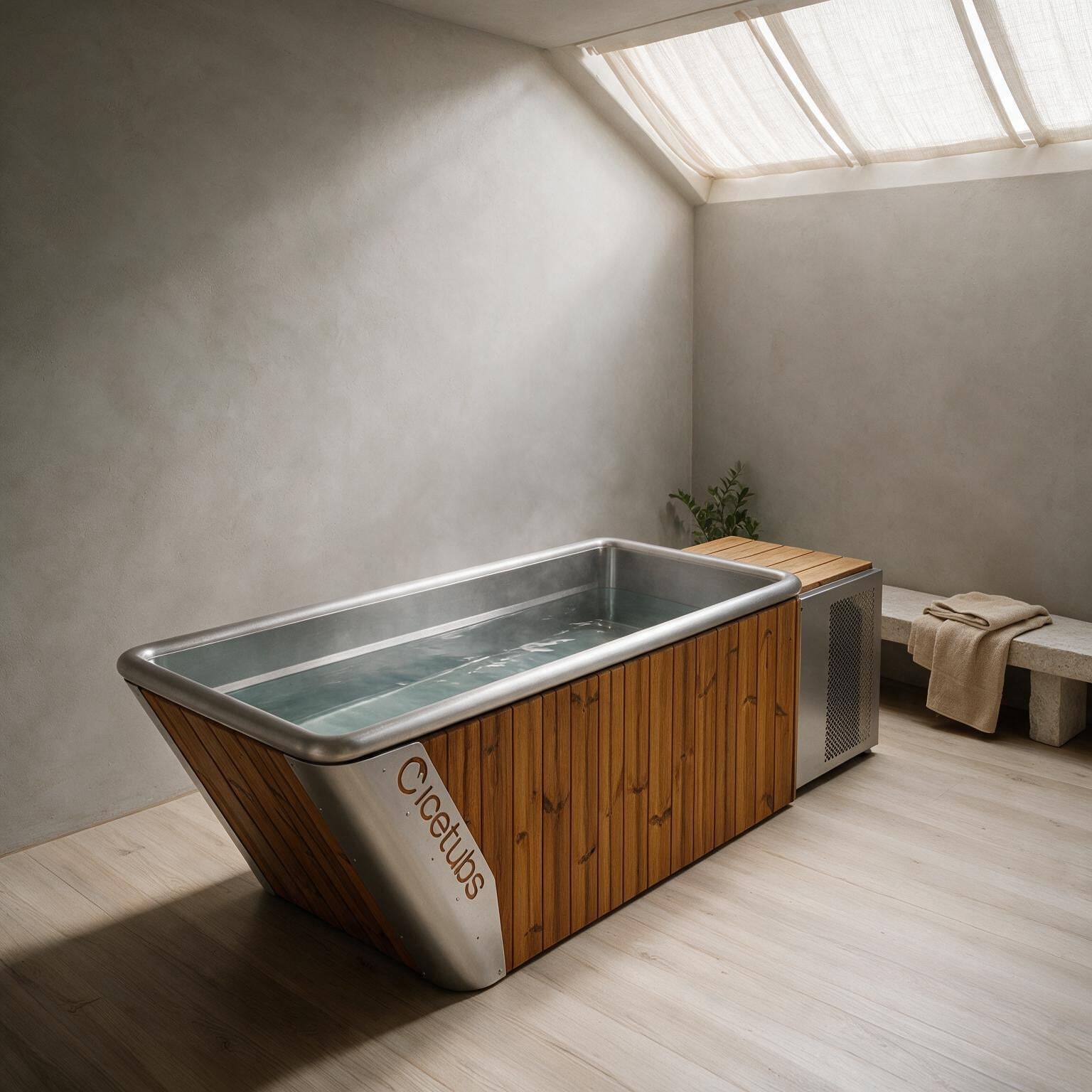 Icetubs IceBath Thermowood And Stainless Steel Cold Plunge Therapy Immersion Bath