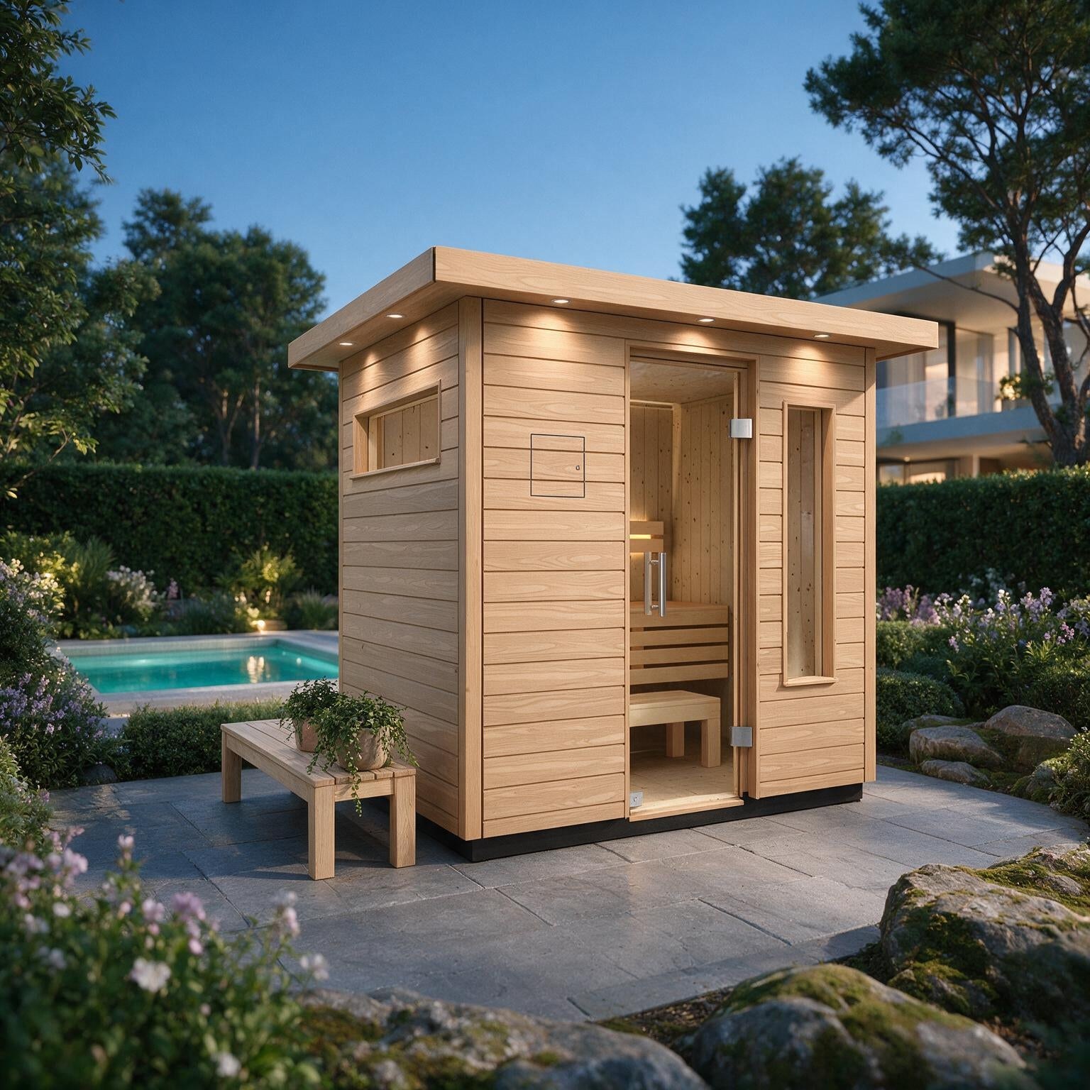 Kohler C2 Outdoor Douglas Fir Scandinavian Spruce Sauna Kit