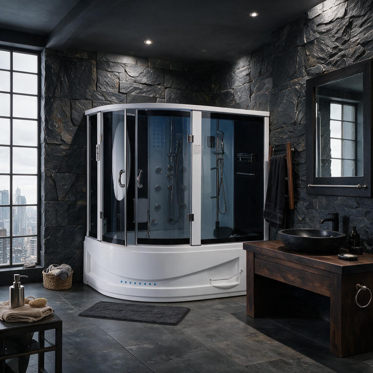 Maya Bath Siena Steam Shower With 10 Acupuncture Jets