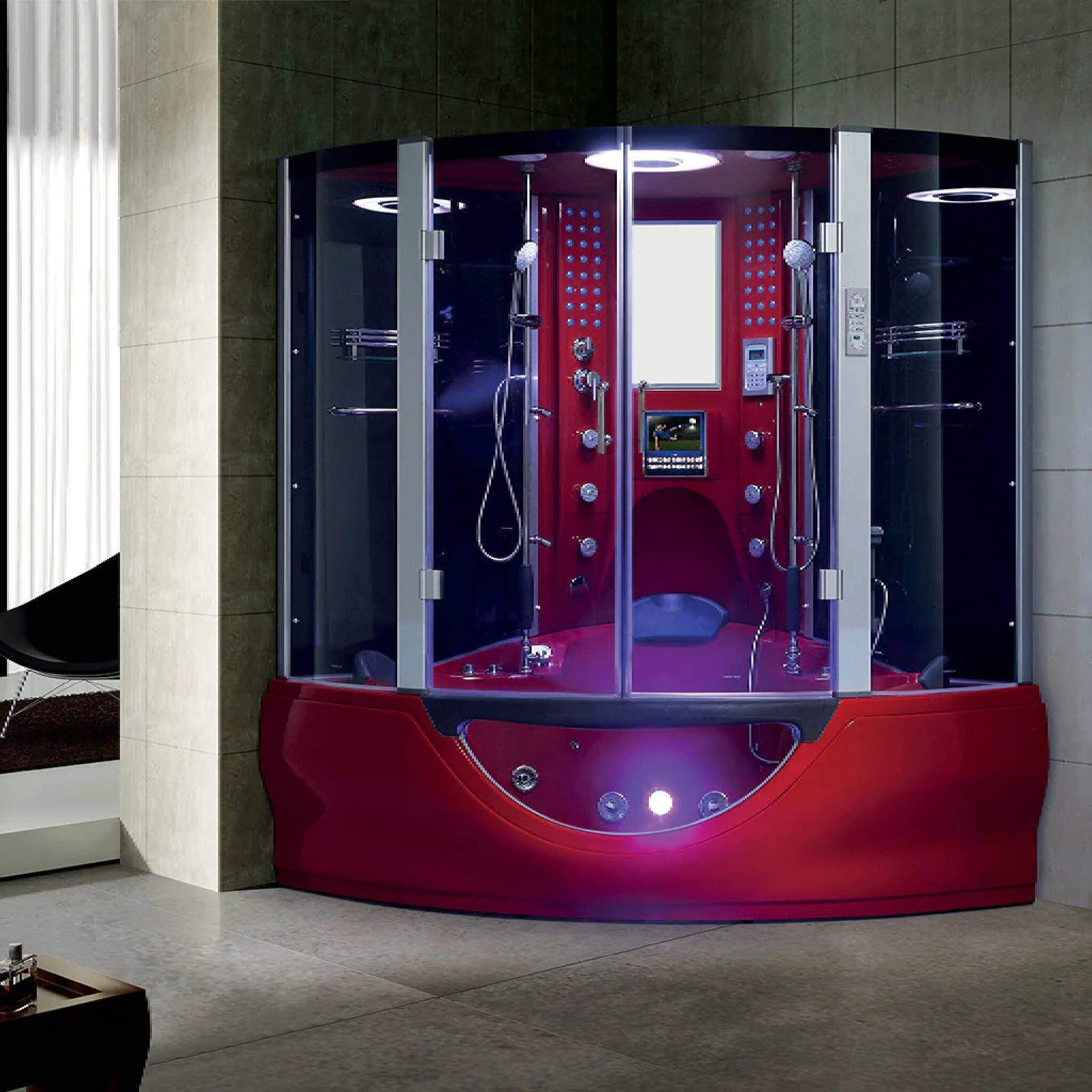 Maya Bath Valencia Steam Shower Massage Bathtub With LCD TV
