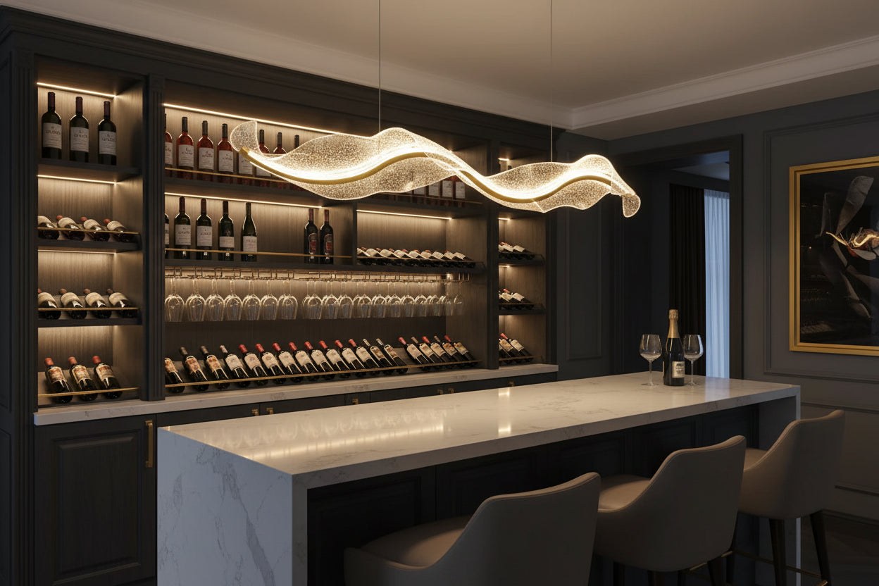 Led pendant light for indoor home bar or dining room