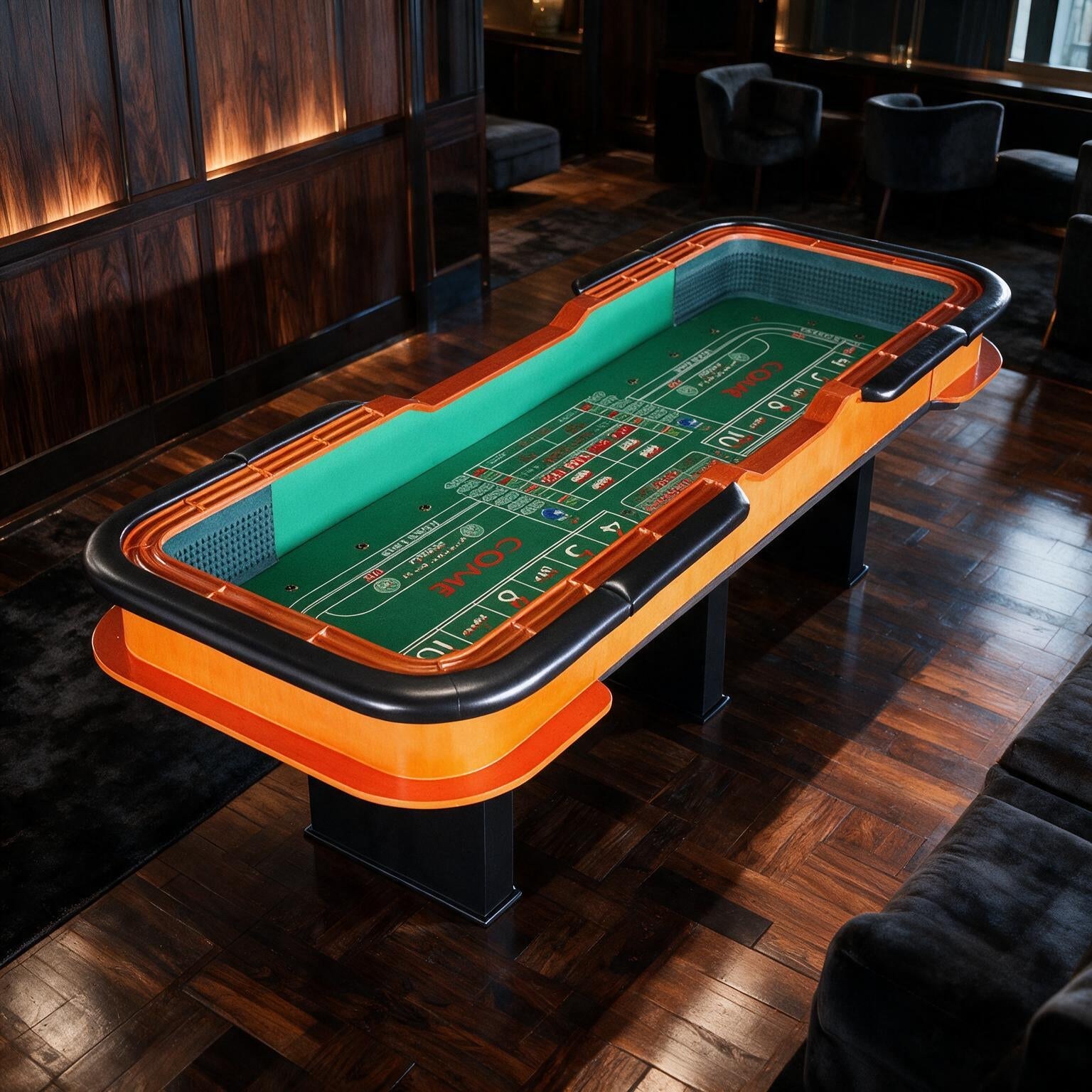 Professional 12FT Craps Table With Full Drink Rail And Padded Rim Cover