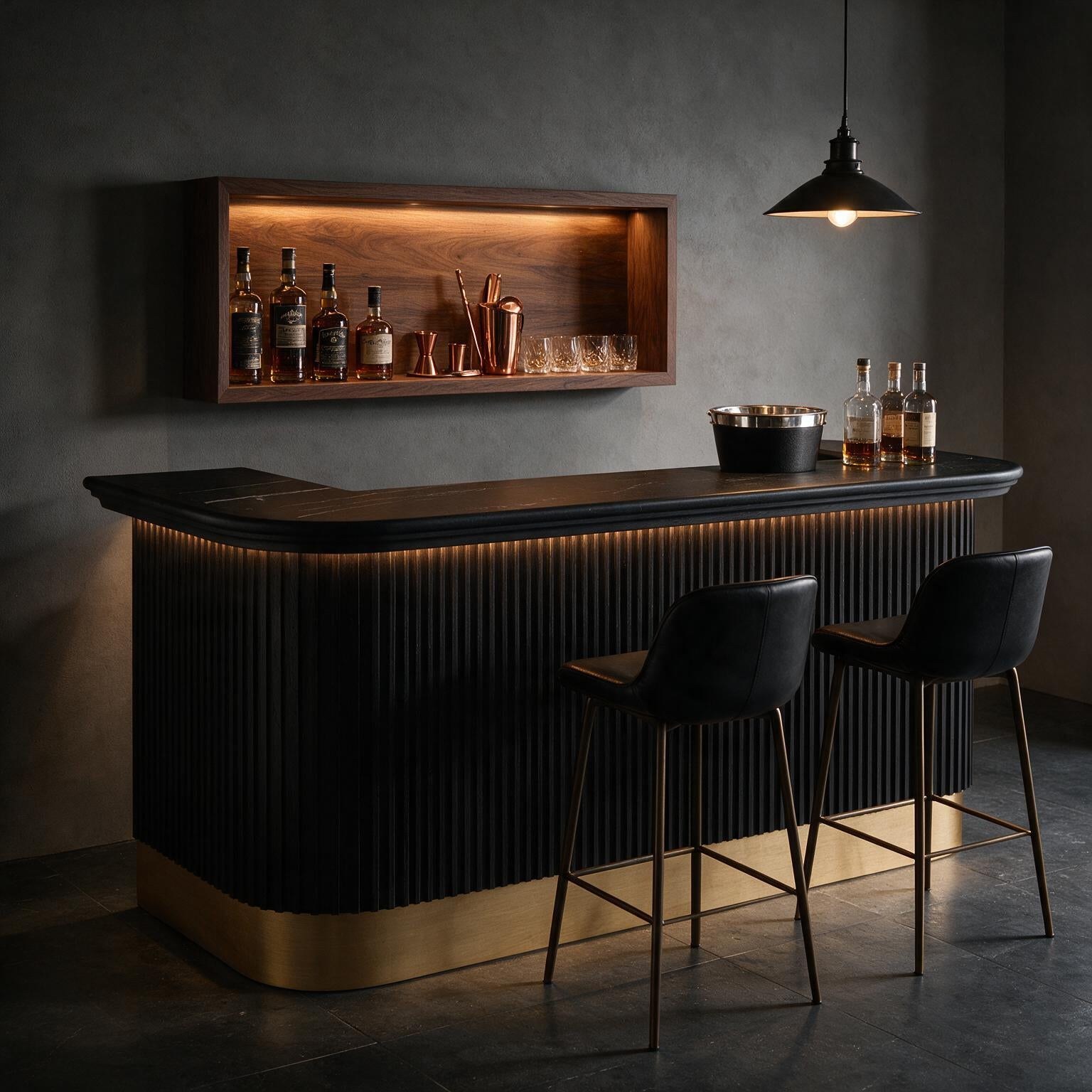 Prohibition Series 84" Cocktail Bar - Black