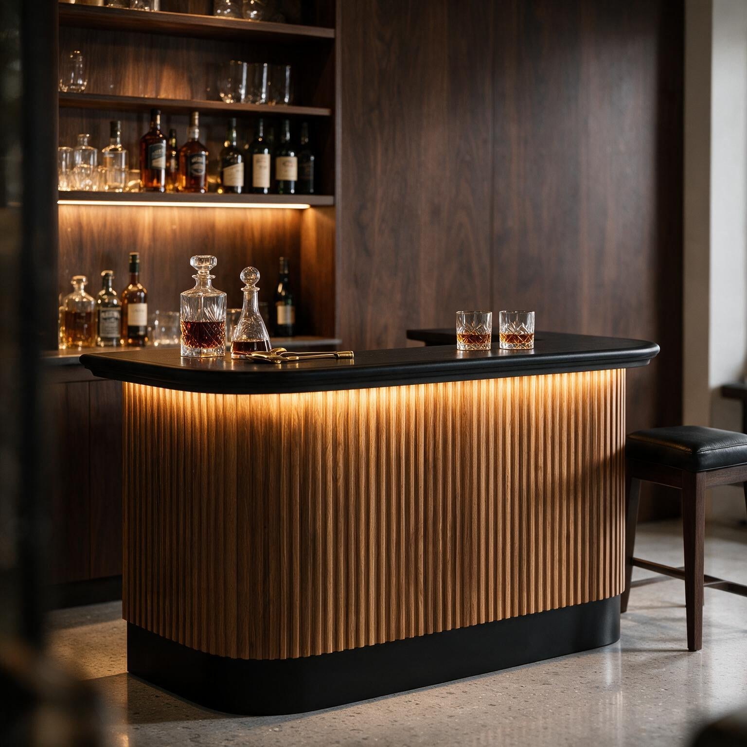Prohibition Series 84" Cocktail Bar - Walnut