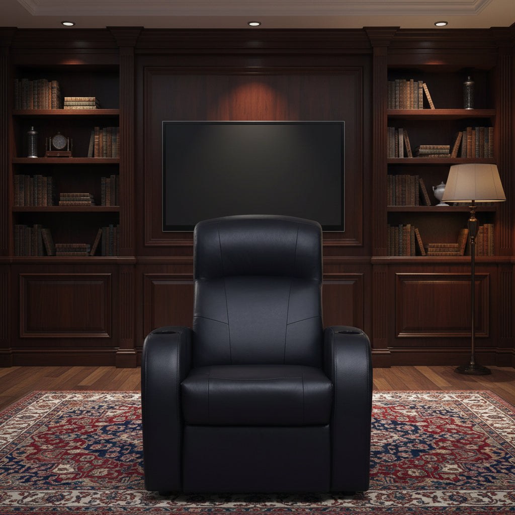 Upholstered Recliner With Cup Holder Comfort Lounge Chair - Black