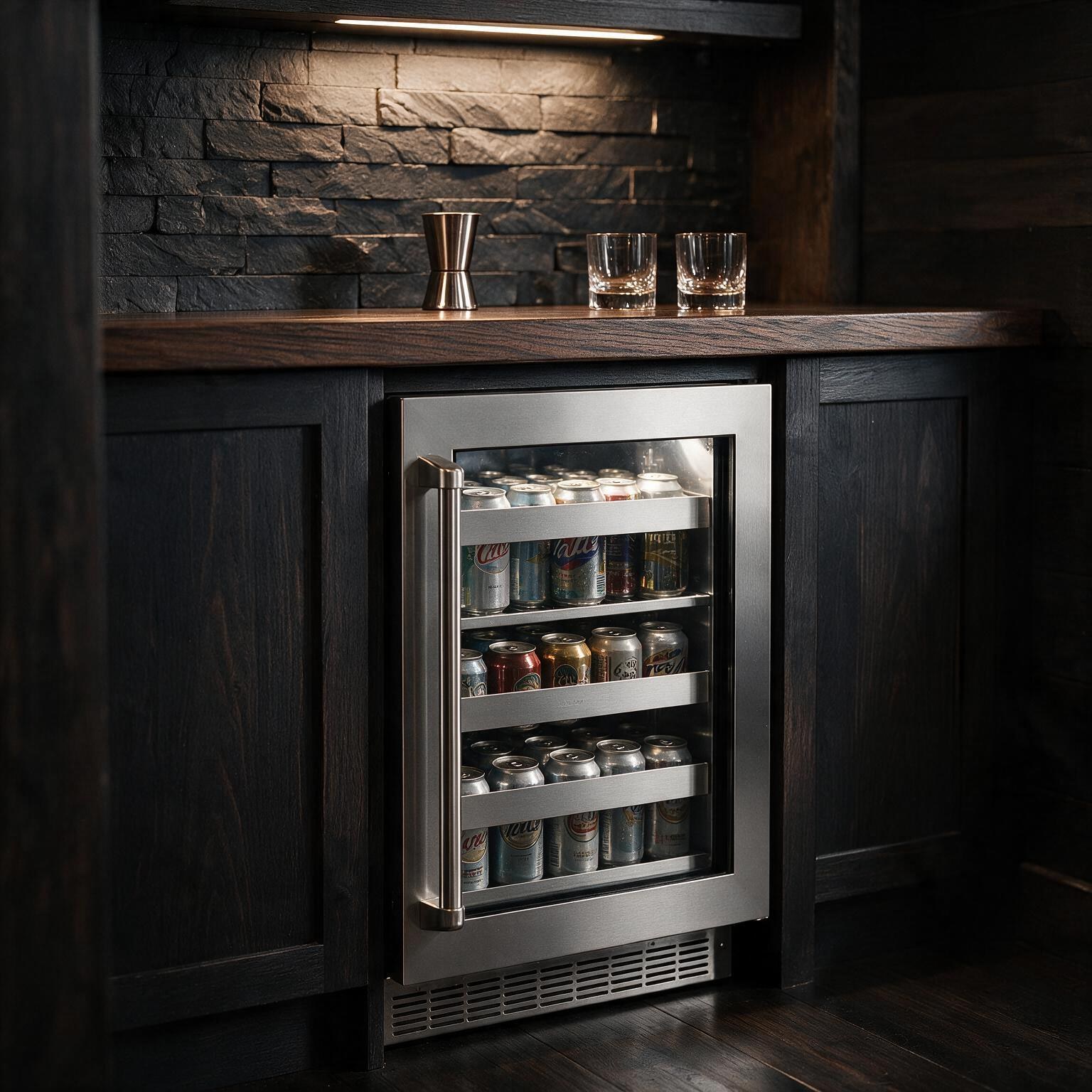 ZLINE 24" Touchstone 151 Can Beverage Fridge DuraSnow® Stainless Steel Glass Door RBSO-SN-24