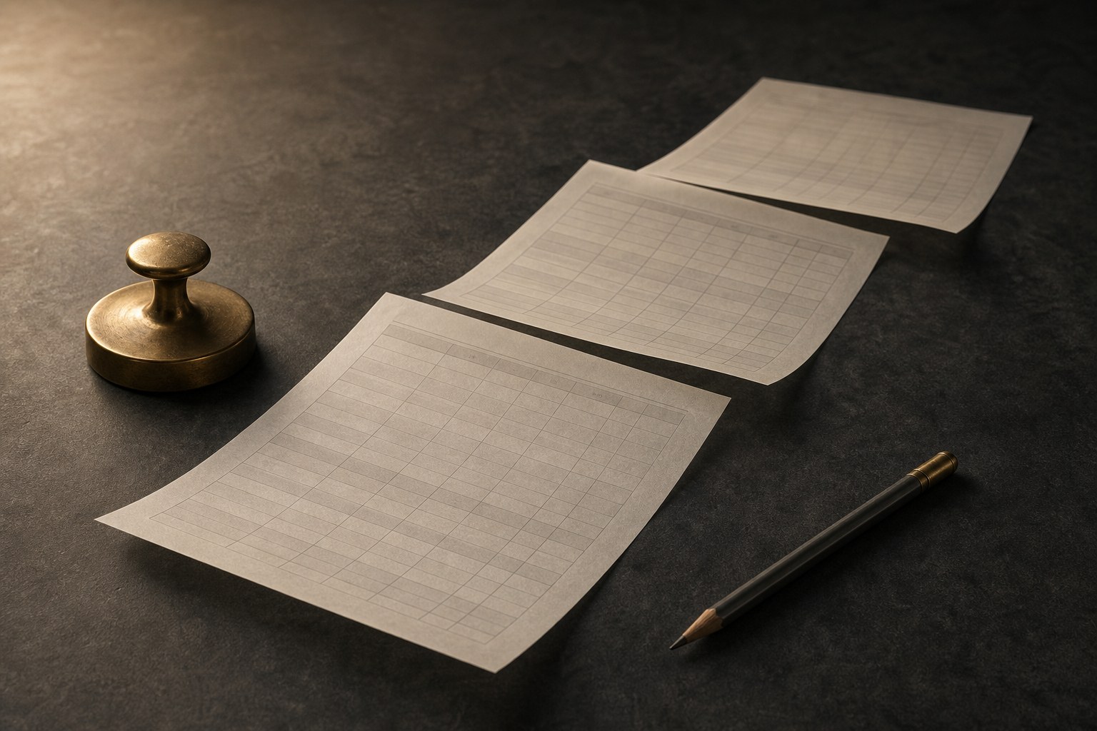Blank planning sheets arranged as a rolling forecast
