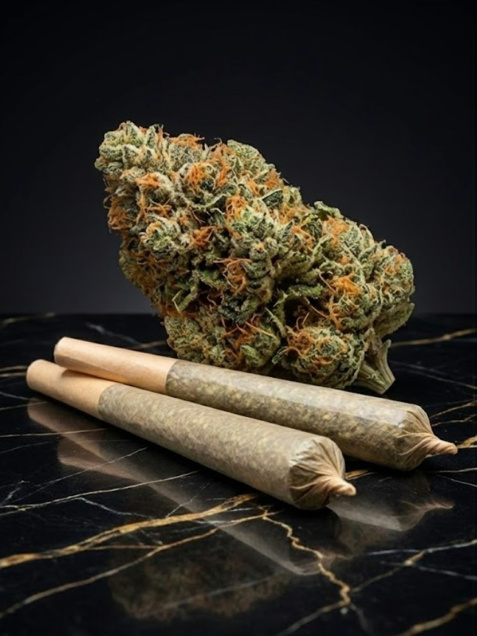 Two Stoned Ponies pre-rolls displayed with flower