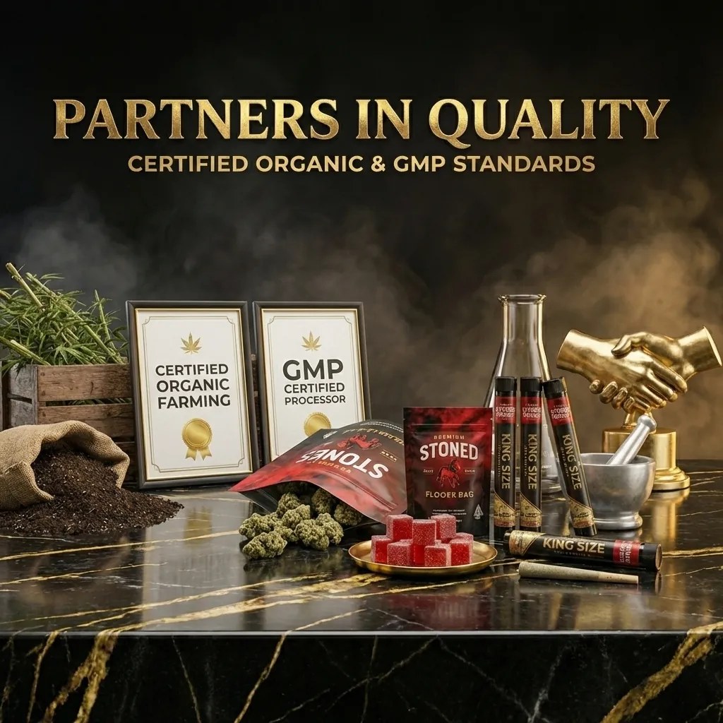 Partners in Quality, certified organic and GMP standards graphic