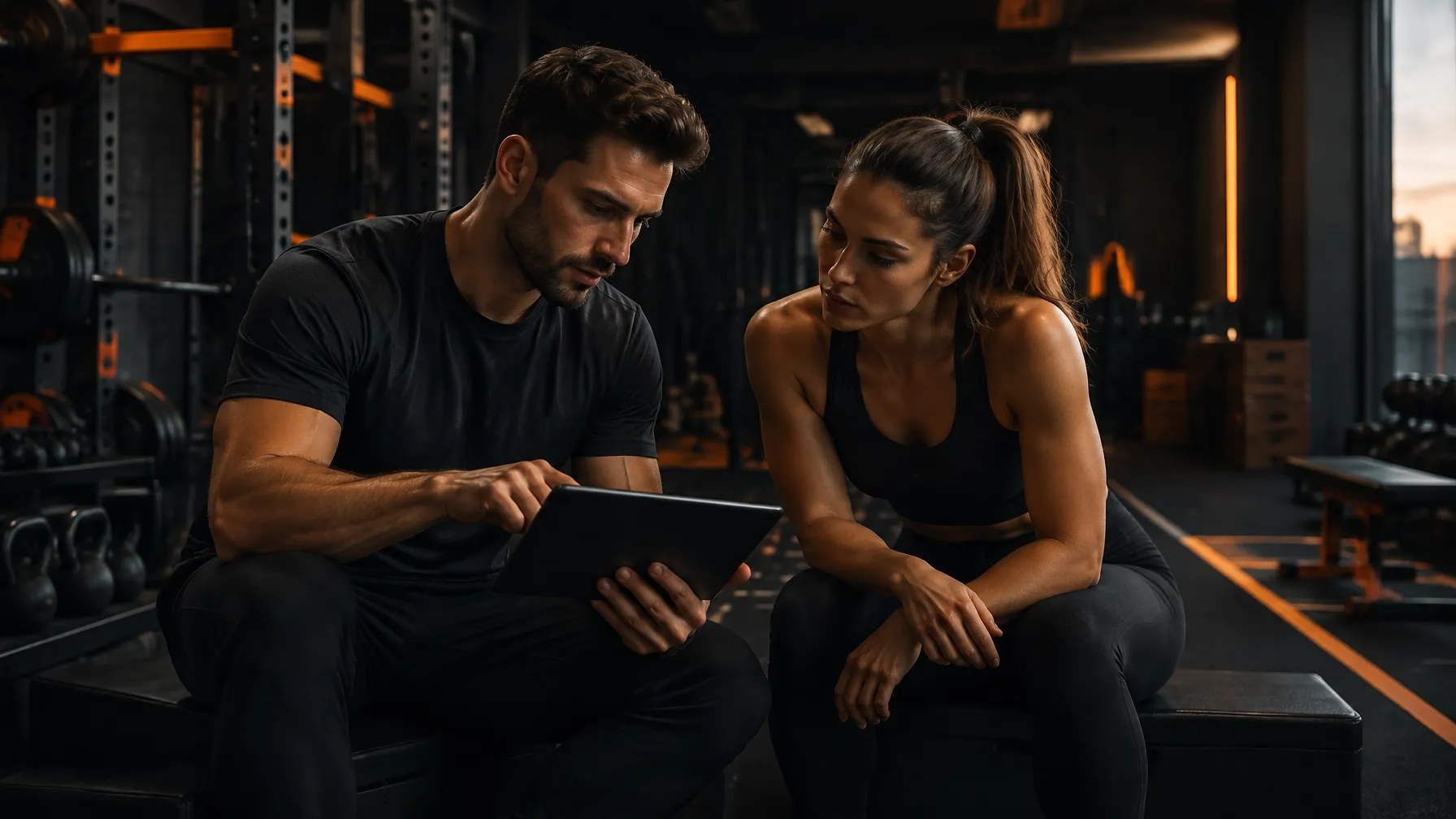 Coach working with an athlete in a gym