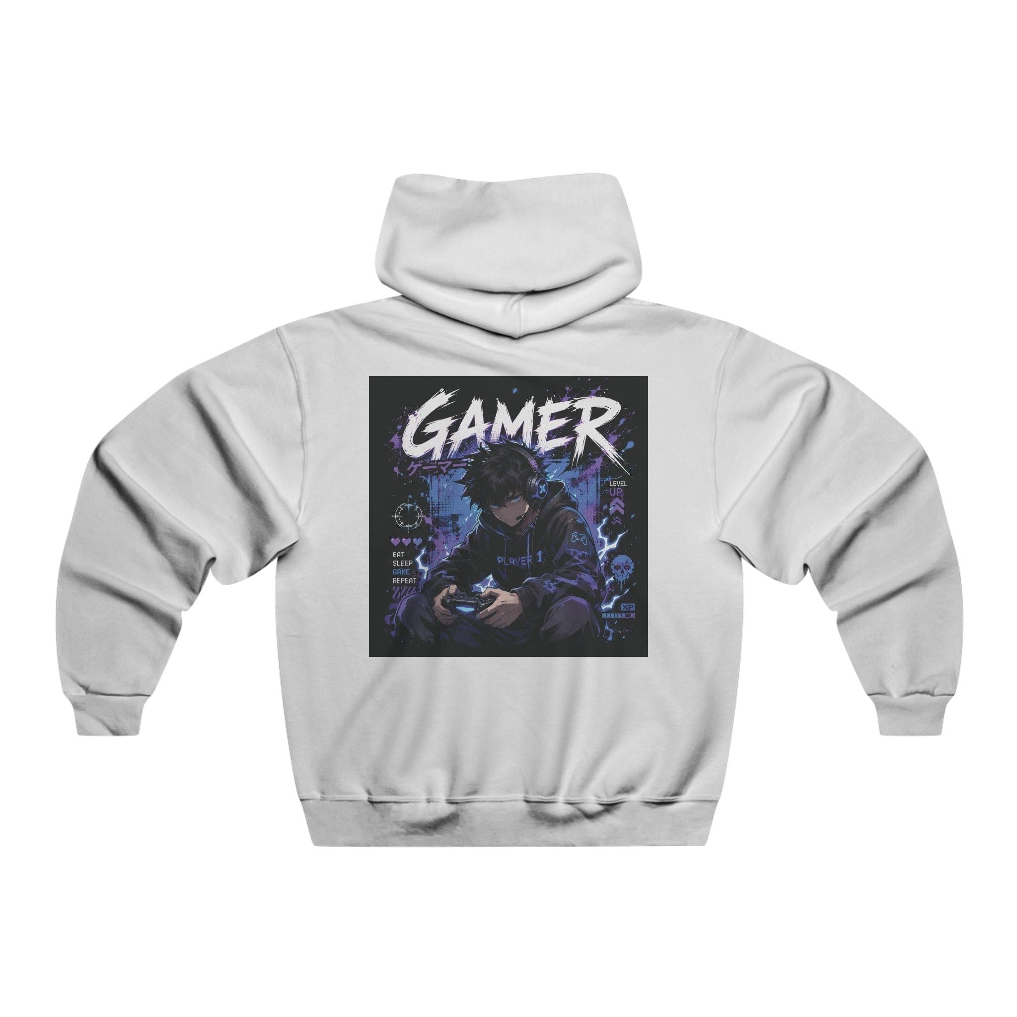 Gamer Graphic Hoodie — Retro Neon Anime Controller Design, view 2