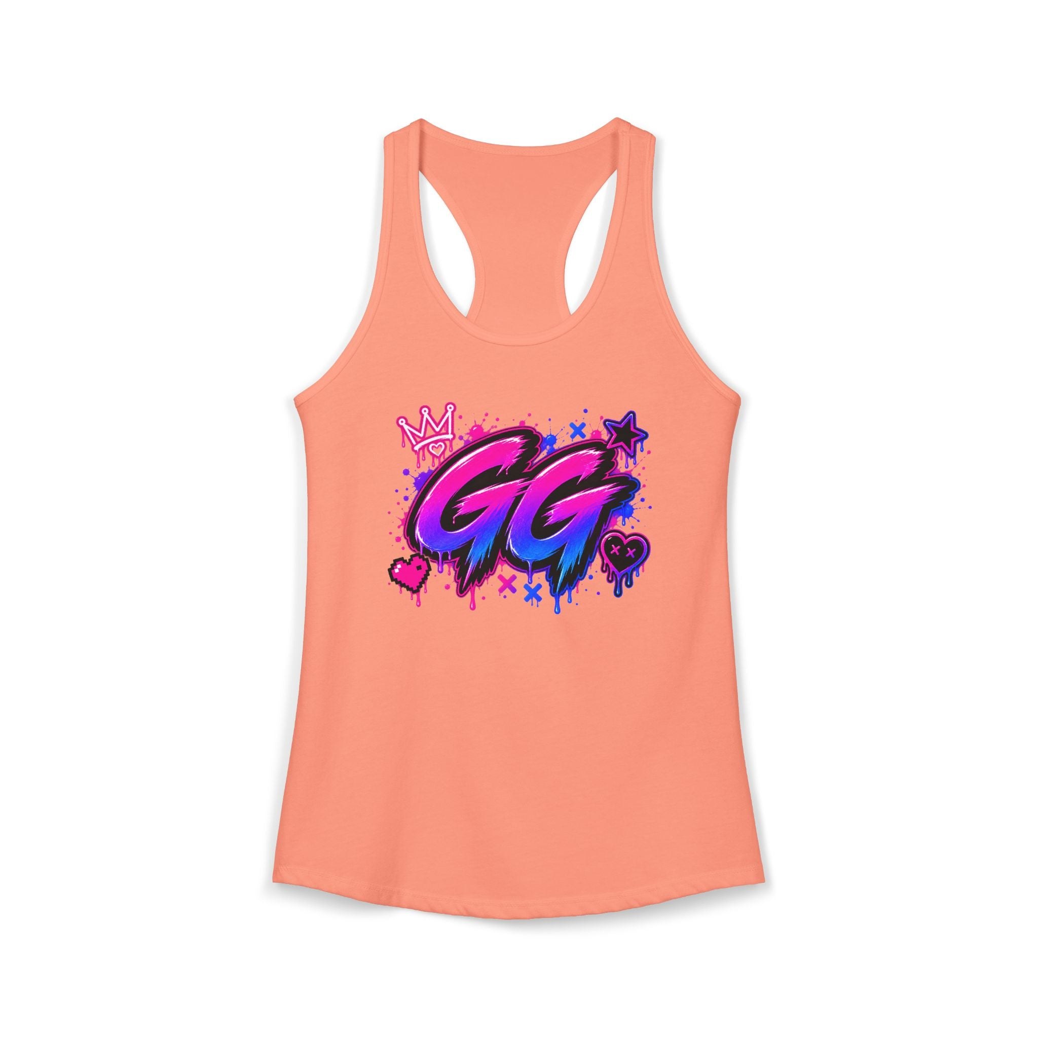 GG Gamer Girl Racerback Tank Top | Gaming Apparel | XP Threads, view 3