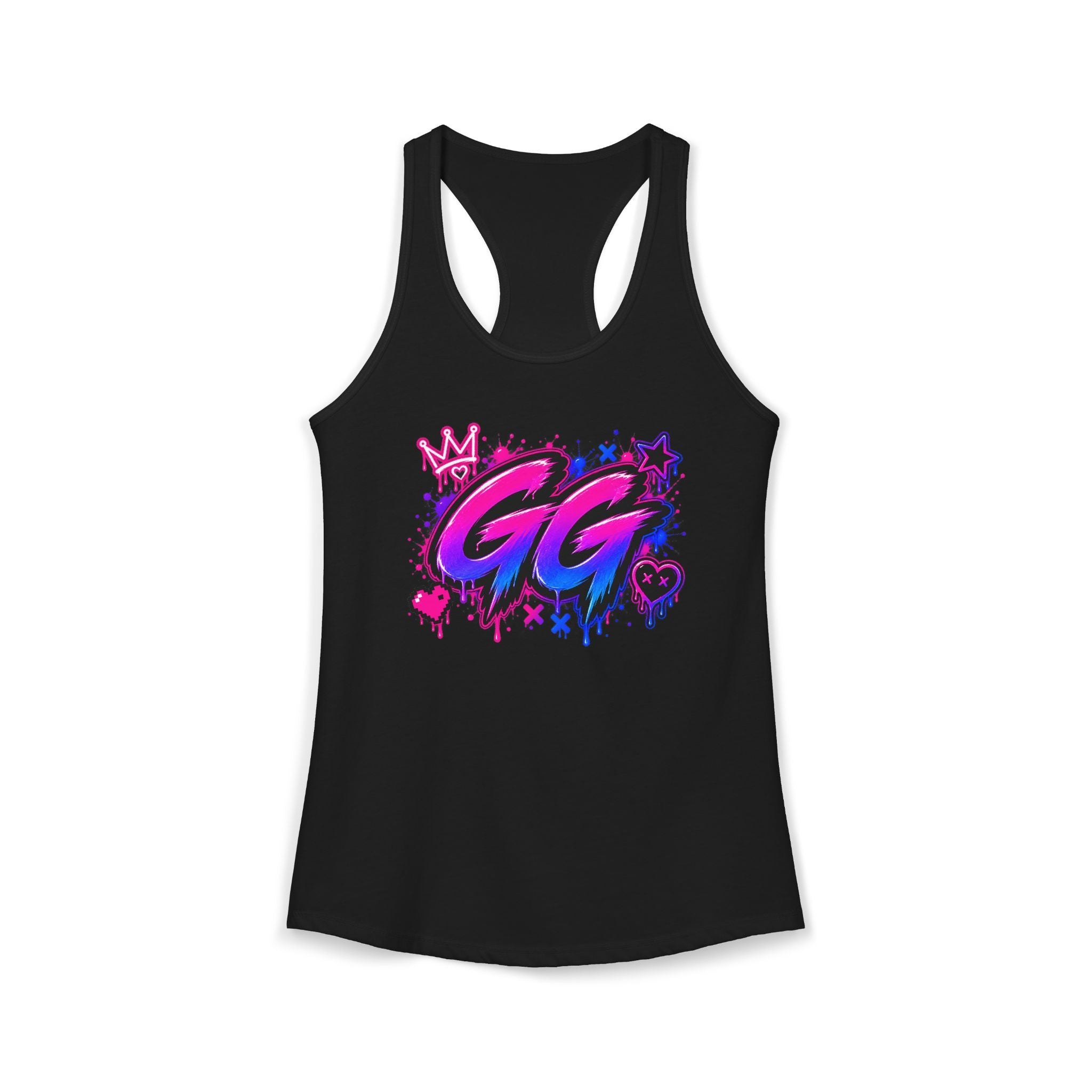 GG Gamer Girl Racerback Tank Top | Gaming Apparel | XP Threads, view 4