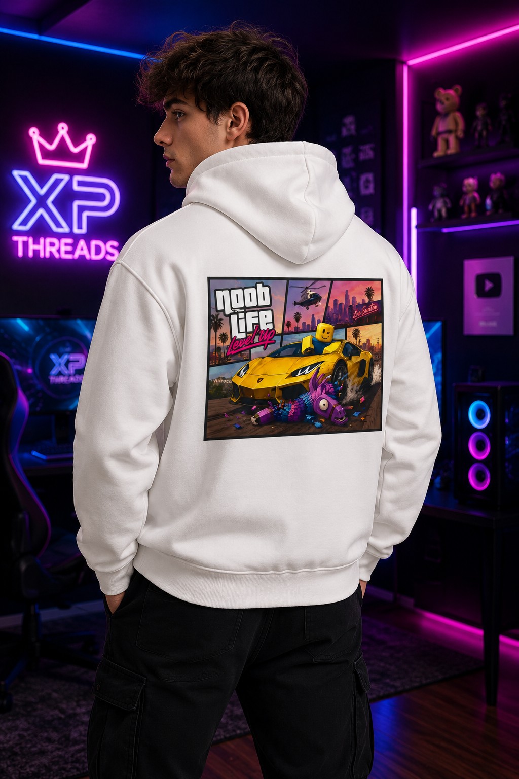 Noob Life Gaming Graphic Hoodie | XP Threads