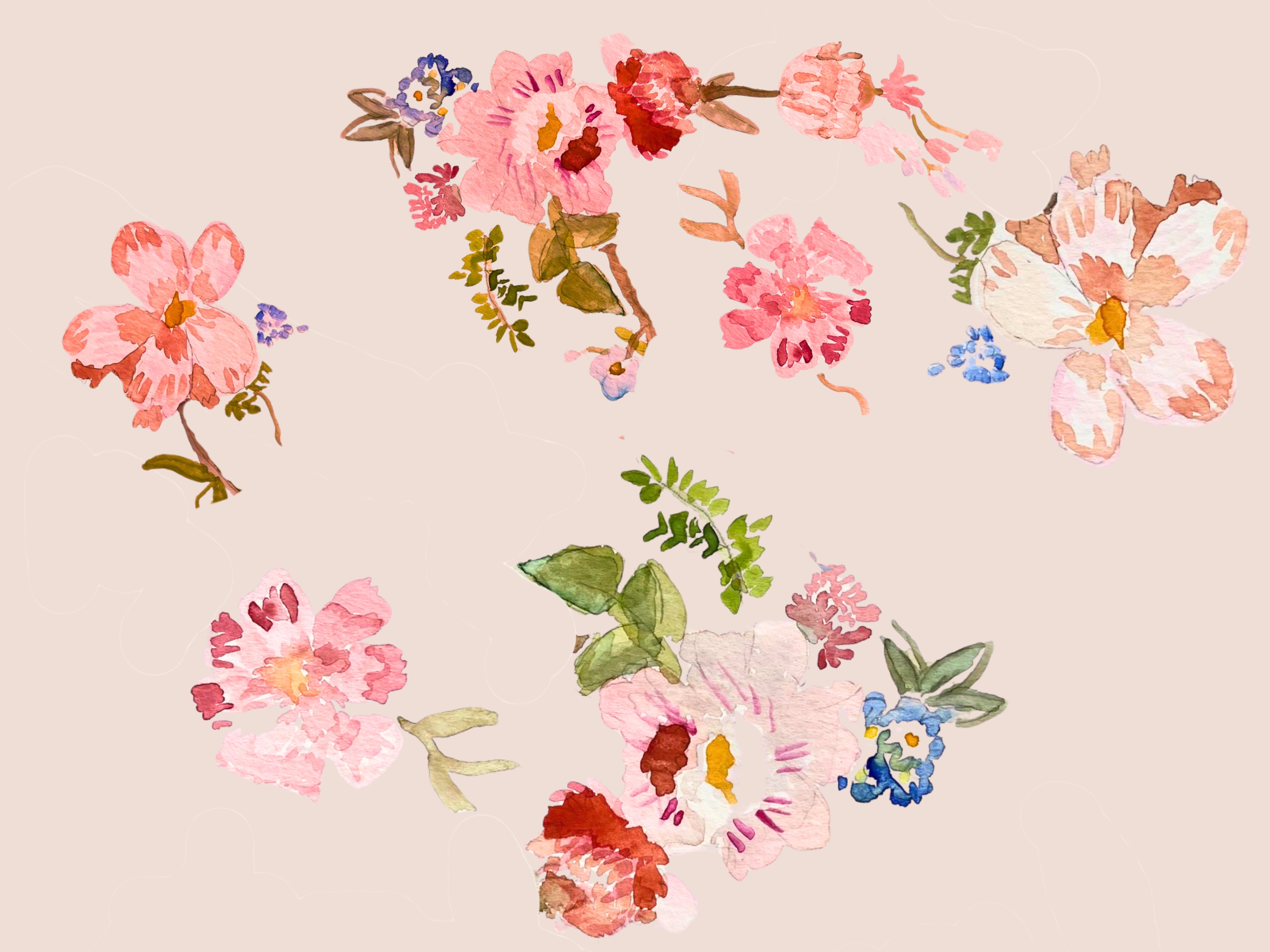 Kerry Steele floral watercolor textile pattern