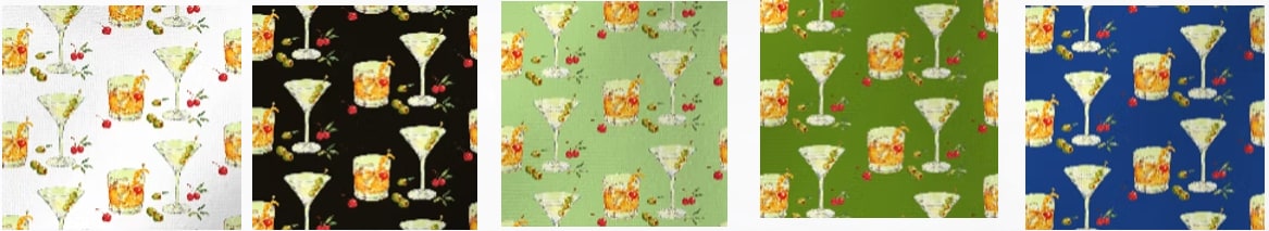 Pour Decision fabric in five house-color variations