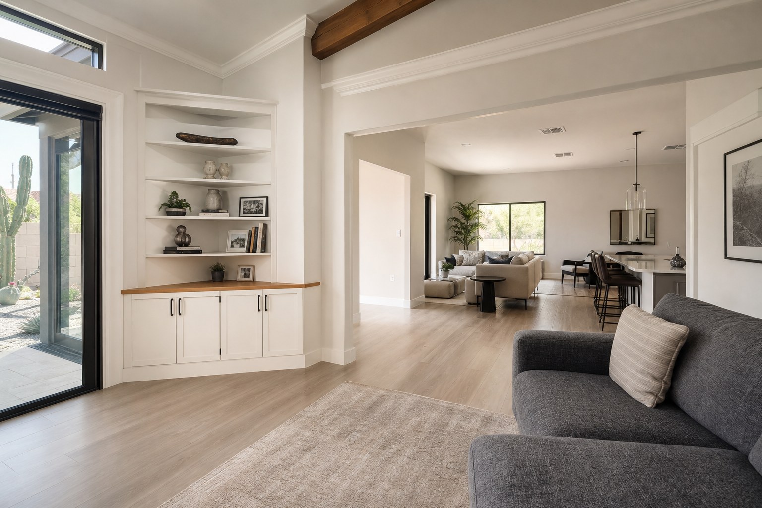 Completed Arizona home addition with built-in storage and open living space
