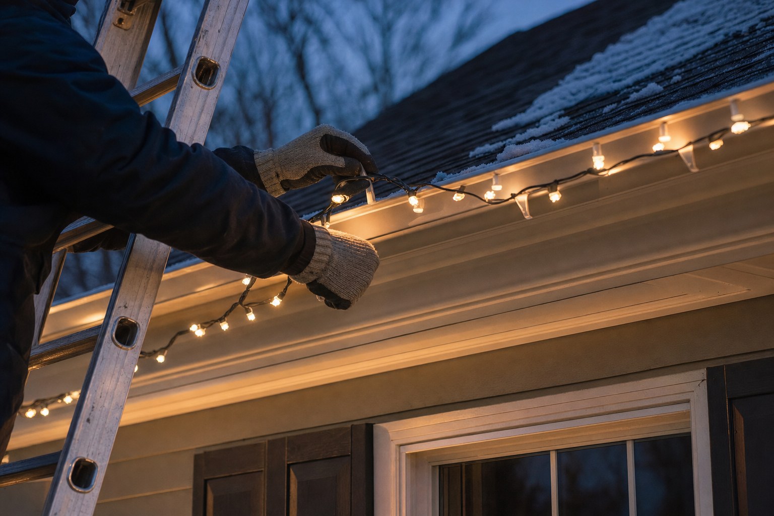 Illustrative detail of professional exterior light installation