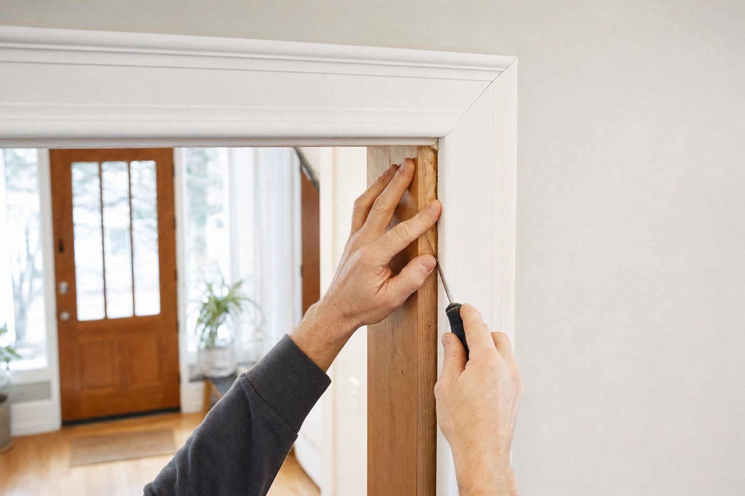 Trim repair in a home entryway