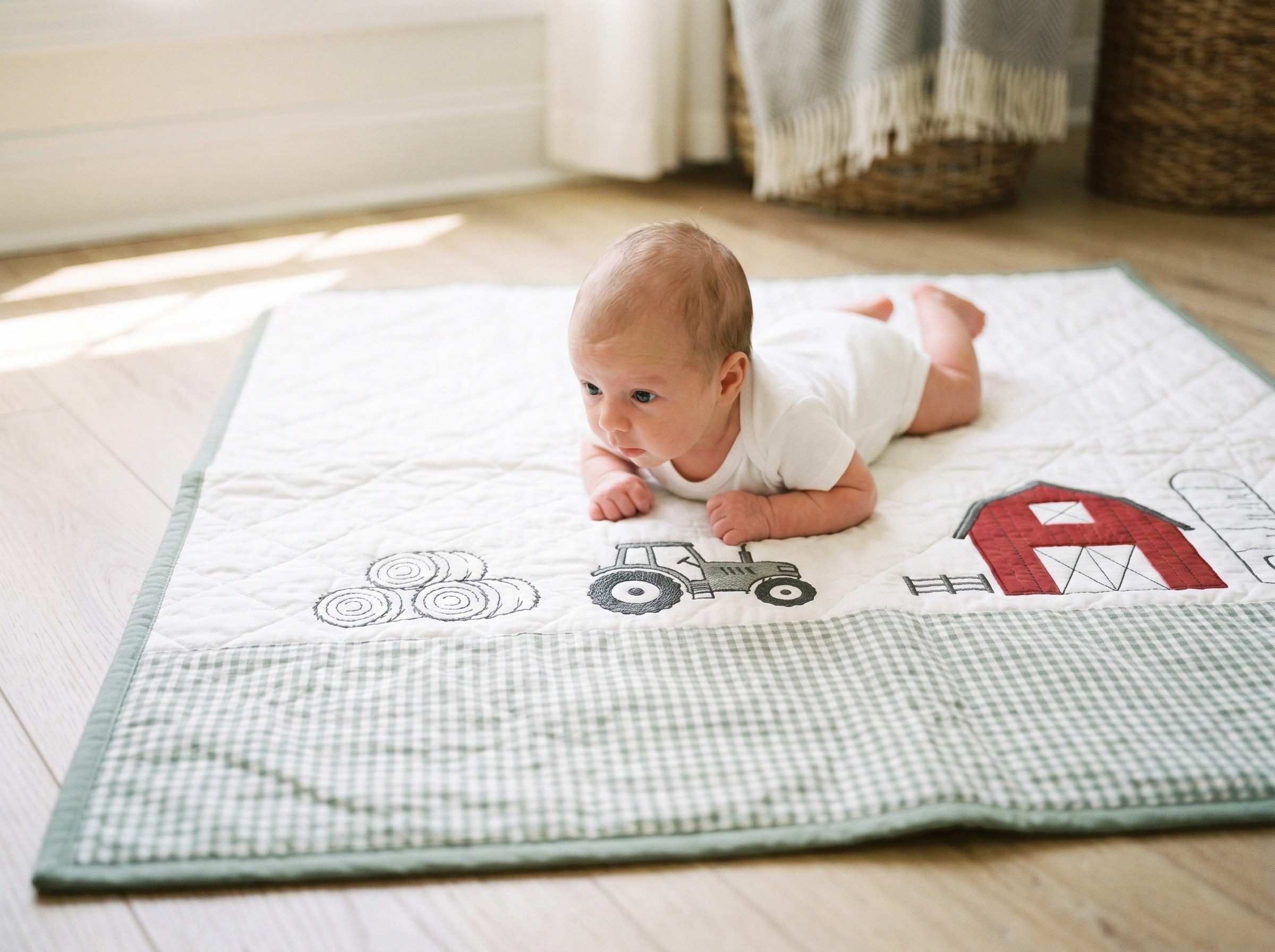 Handmade quilt with detailed stitching