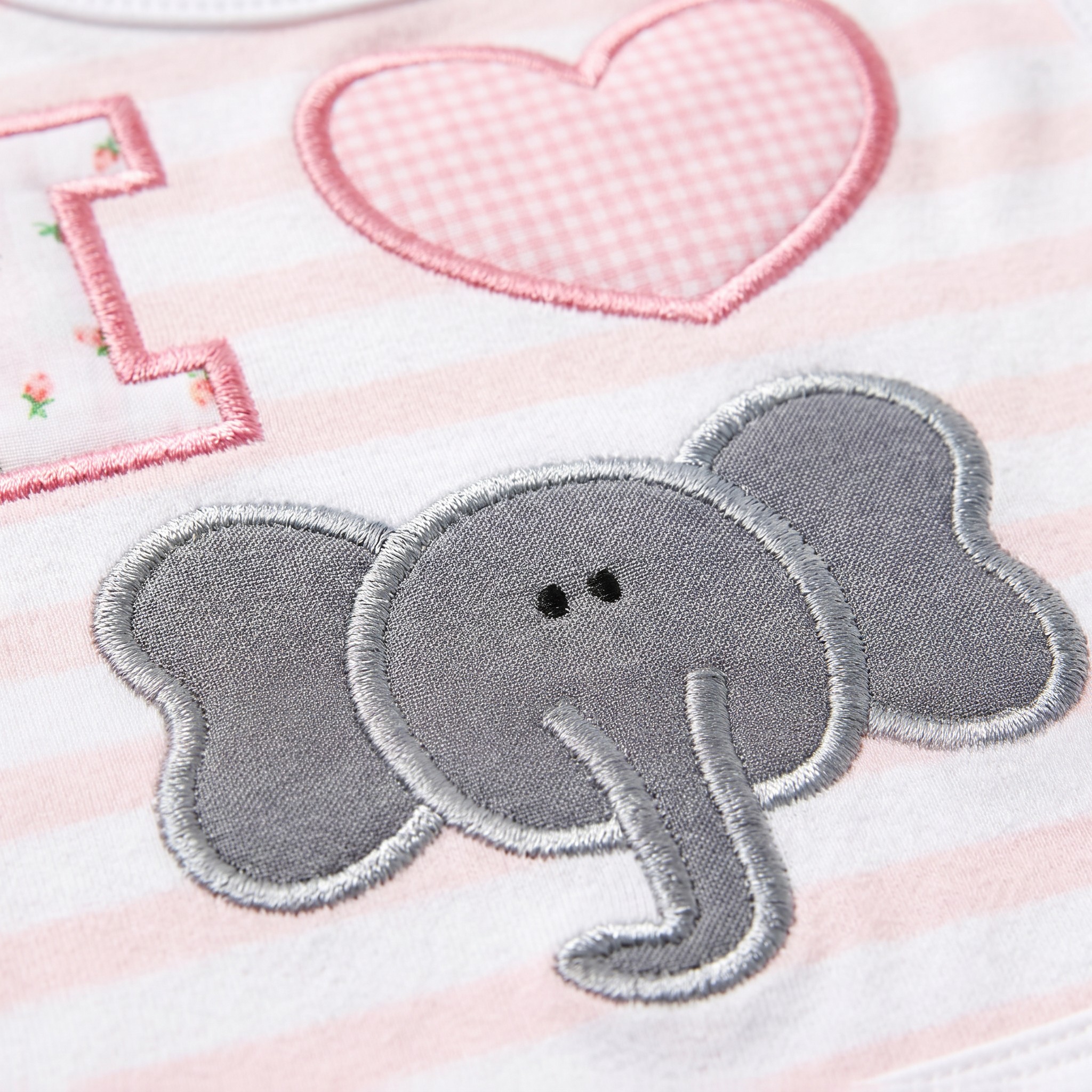 I Love Elephants Bib, Pink