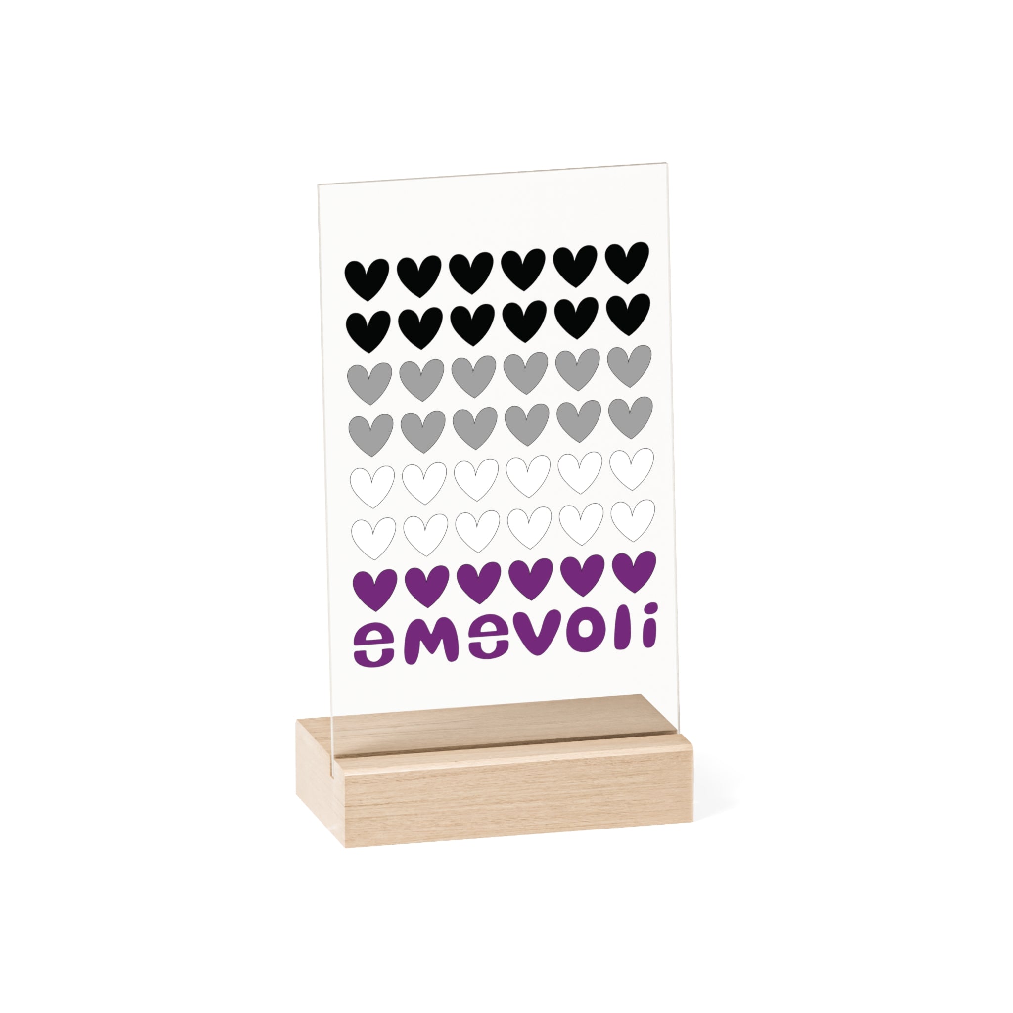emevoli | Acrylic Sign with Wooden Stand | Asexual Flag Colors