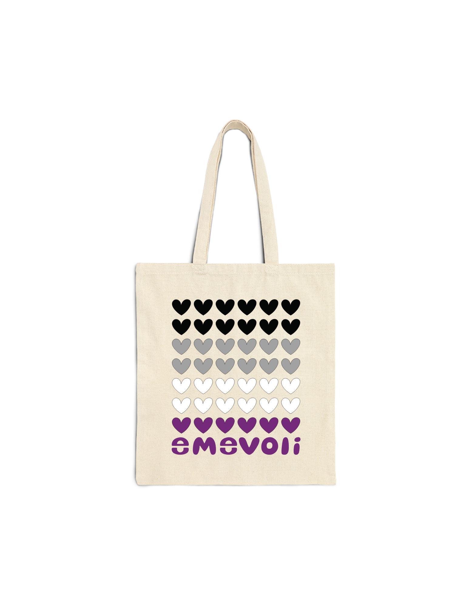 emevoli | Cotton Canvas Tote Bag | Asexual Flag Colors