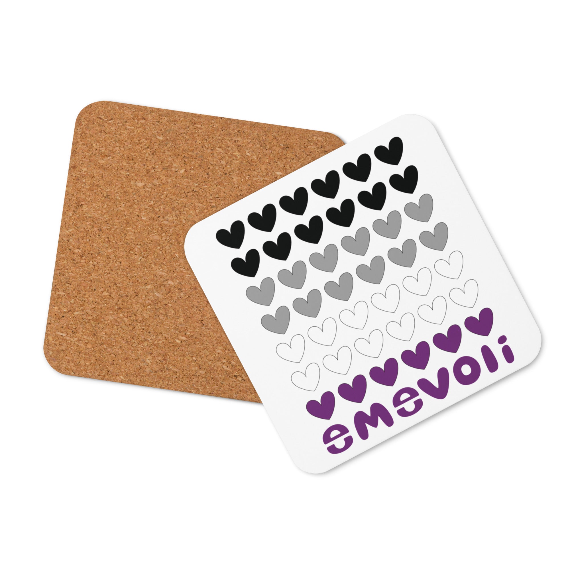 emevoli with Hearts | Asexual Flag Colors | Cork-back coaster