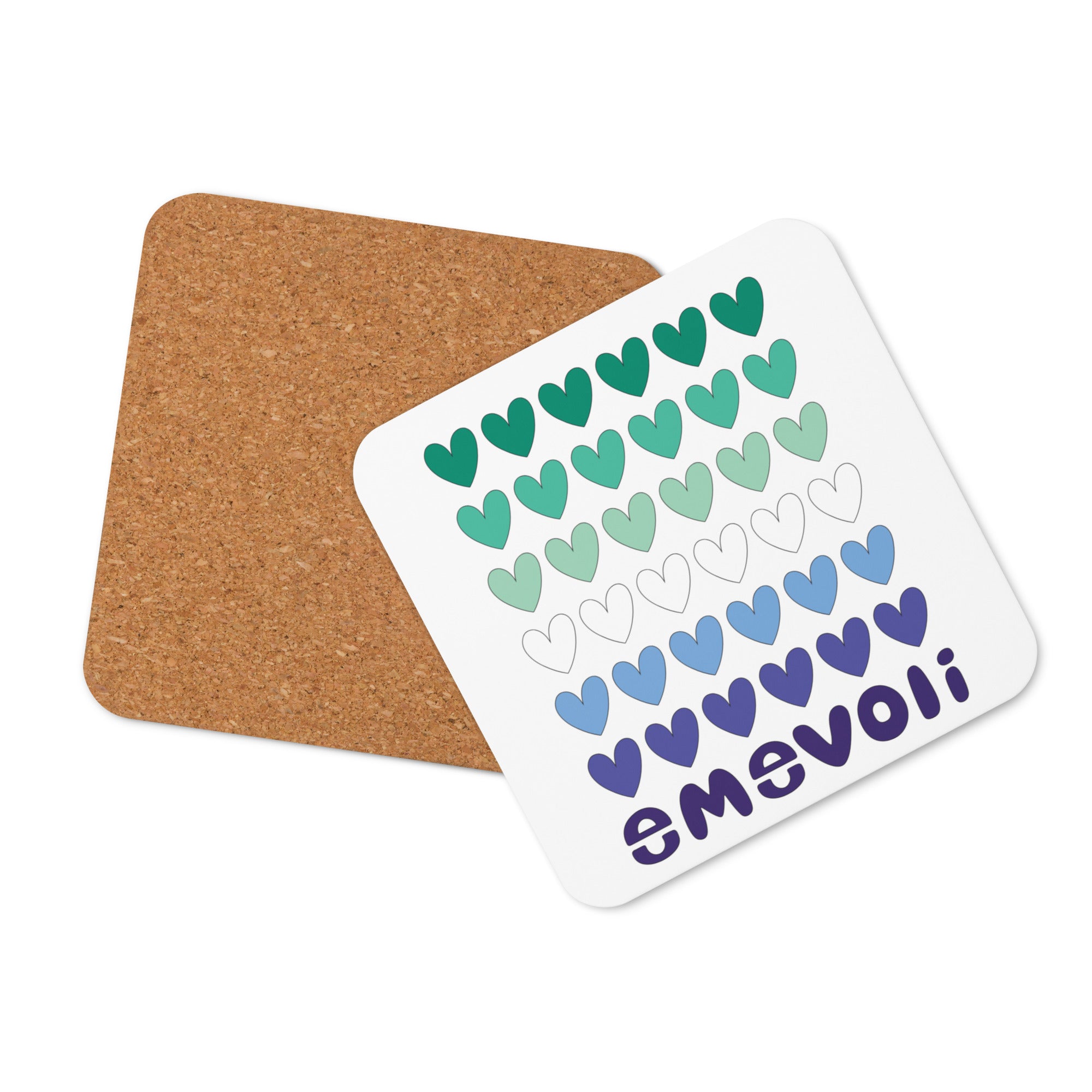 emevoli with Hearts | Gay Men's Flag Colors | Cork-back coaster