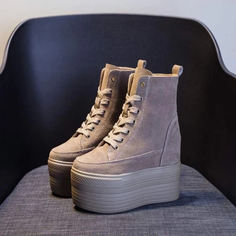 12cm Ankle Boots – Genuine Leather Wedge Shoes product photo