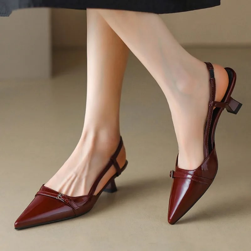 Patent Leather Pointed Toe Slingback Pumps – 2024 Office Edition product photo