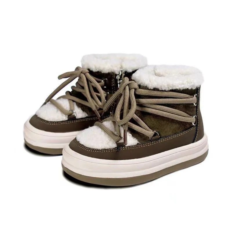 Autumn Winter Warm Plush Boots – Fashion Leather Shoes for Kids product photo