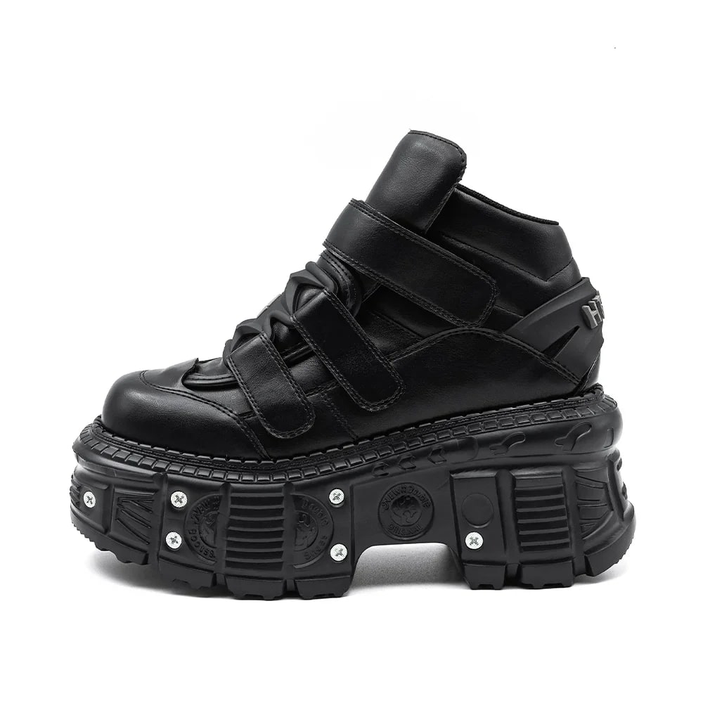 2025 New Punk Style Women Shoes Gothic Ankle Rock Boots Lace-up Heel Height 9CM Platform Shoes Woman Metal Decor Woman Sneakers product photo