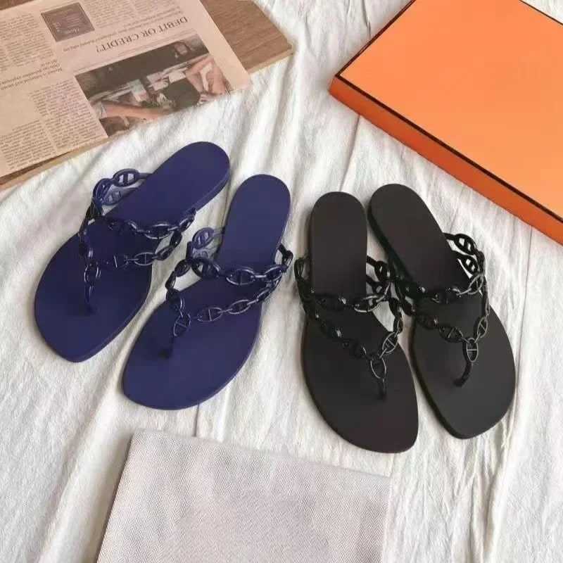 2025 Summer Women Slippers Bow Flip Flops Rivet Flats Sandals Outdoor Transparent Crystal Beach Shoes Female Open Toe Shoes product photo