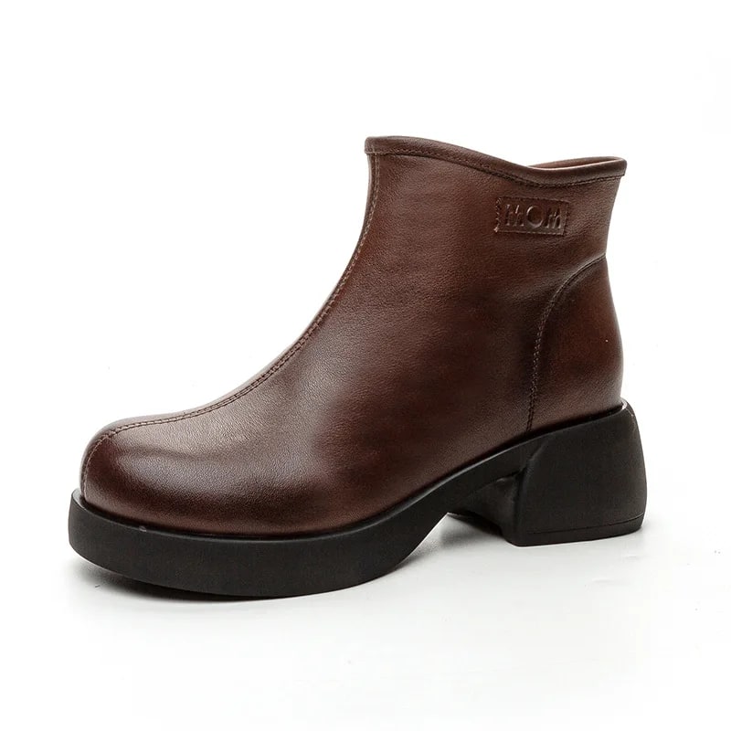 British Style Chelsea Leather Boots – Genuine Cow Leather Platform Ankle Boots product photo