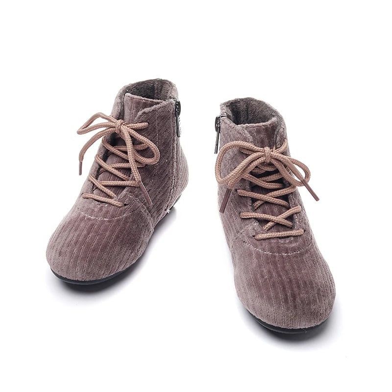 Stylish Little Girl Corduroy Winter Boots – Soft Plush Ankle Shoes product photo