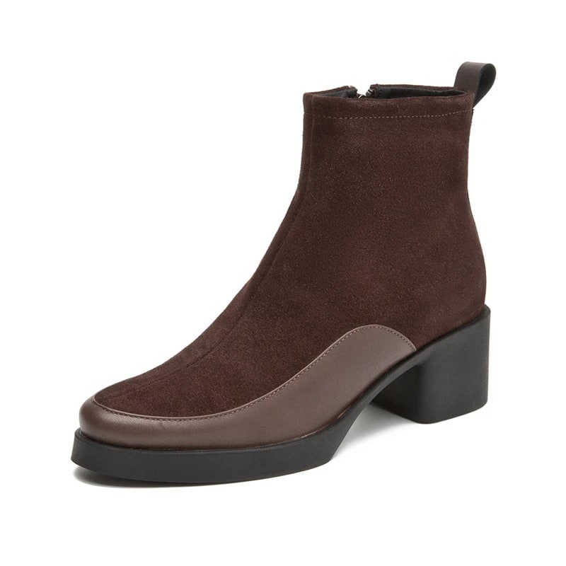 AIYUQI Chunky Heel Ankle Boots – Elegant Genuine Leather Footwear product photo