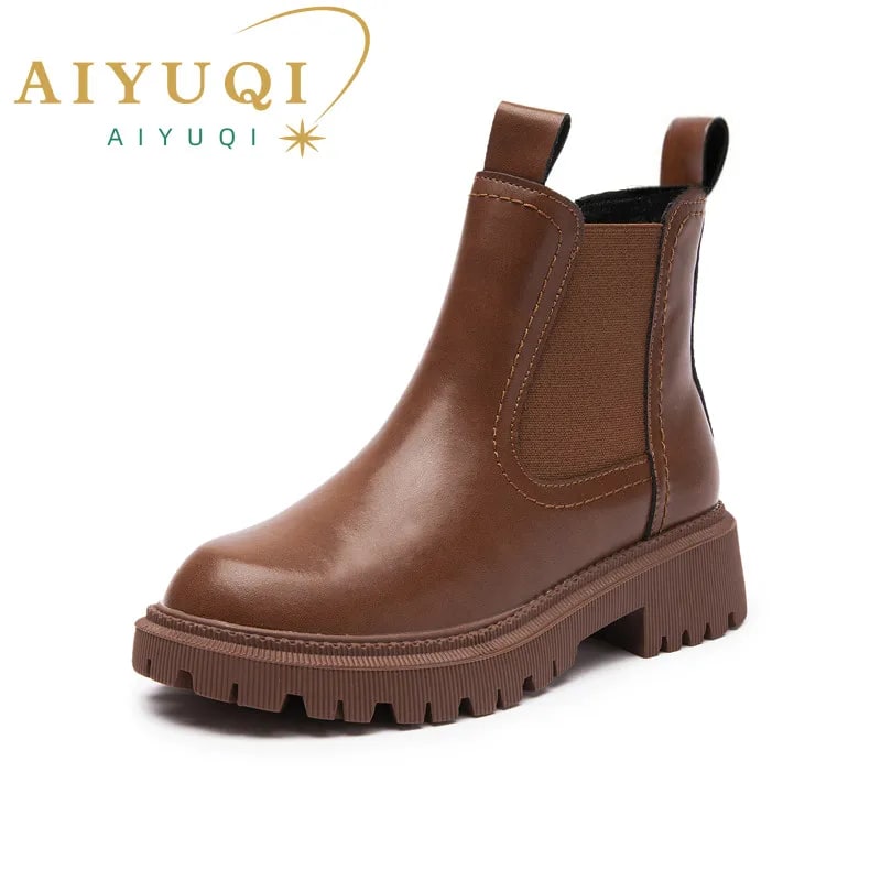 AIYUQI Women's Chelsea Boots Genuine Leather New Autumn Winter Fashion Women's Ankle Boots Retro Winter Boots Ladies WHSLE MTO product photo