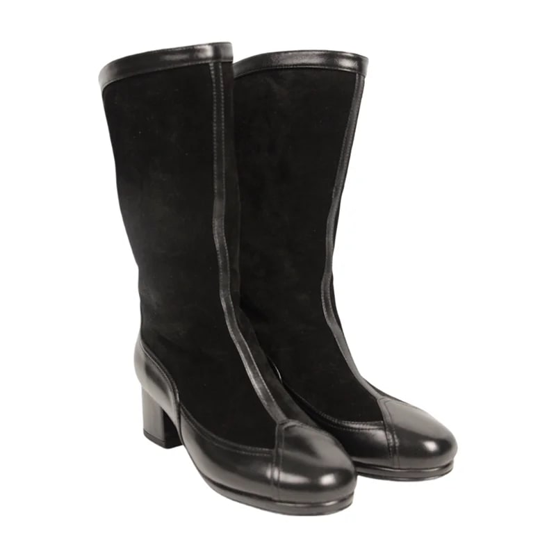ALIAS MAE Spliced Leather High Boots – Autumn Winter Handmade product photo