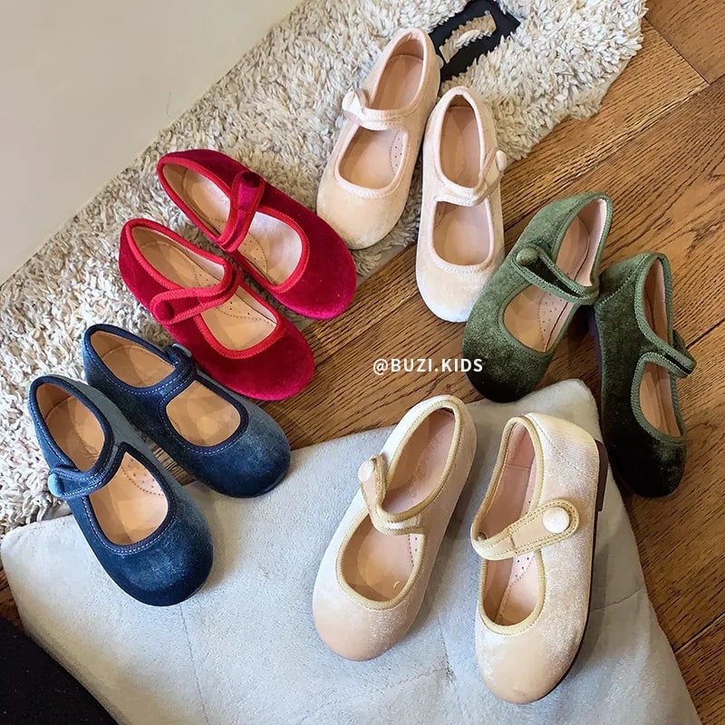 AncoBear Princess Flat Shoes for Baby Girls Kids Autumn Vintage Soft-sole Flatties with Low-cut Uppers Children Flats product photo