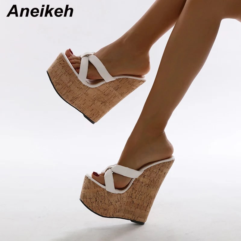 Aneikeh Platform Wedge Sandals – Super High Heel Edition product photo