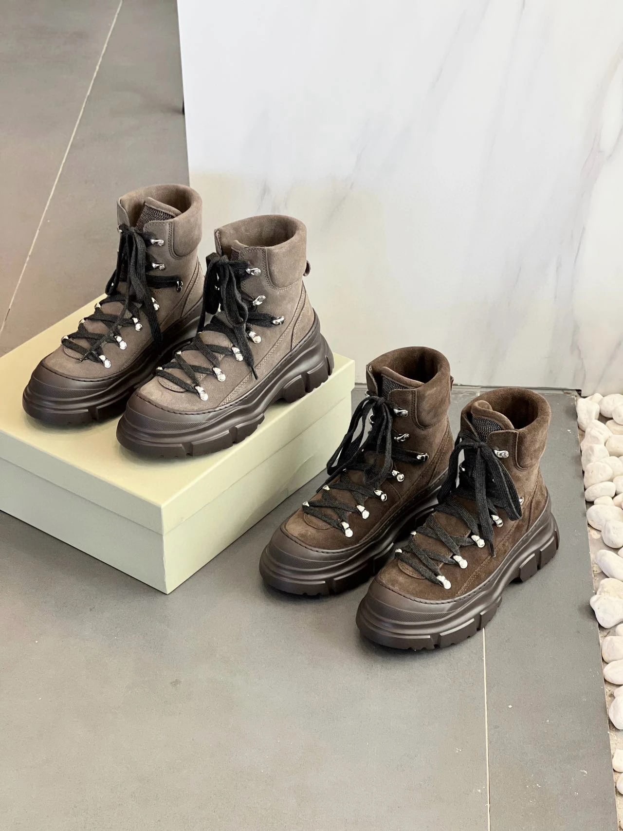 Premium Cow Suede Boots – Lace-Up Platform Shoes product photo