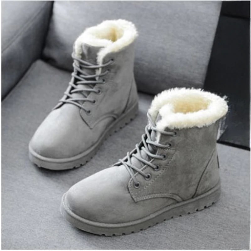 BCEBYL Autumn and Winter Fashion New Casual Comfortable Plus Velvet Warm Solid Color Cross Belt Round Toe Women's Short Boots product photo